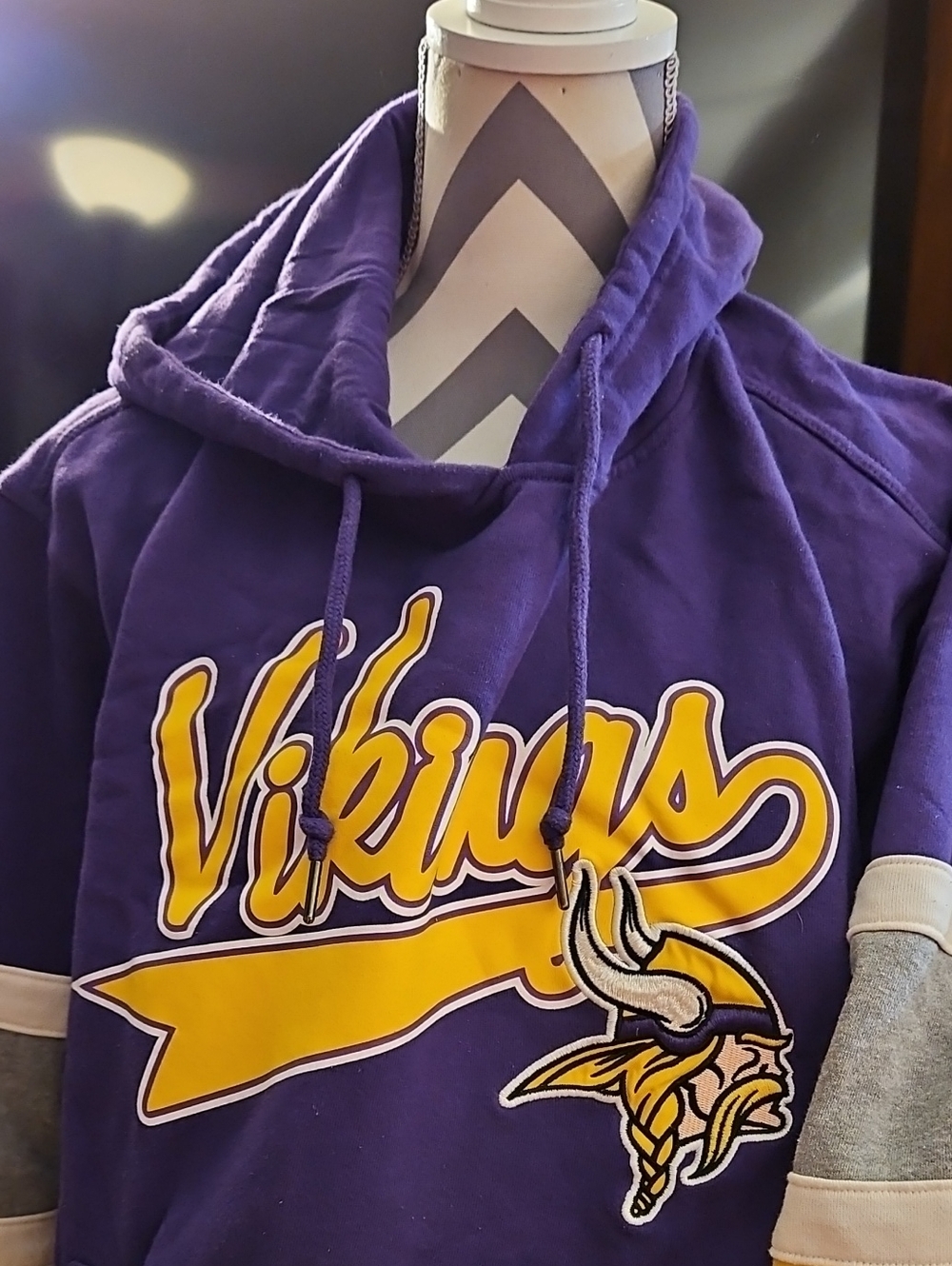 STARTER Purple and Yellow Vikings Cowl Neck Hoodie